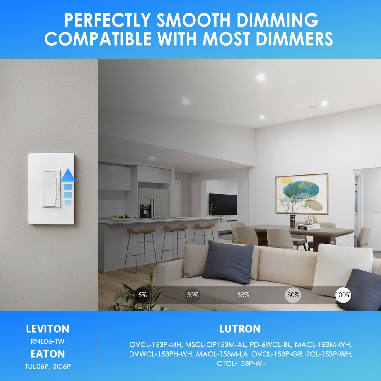 ANWIO Recessed Lighting 6 Inch, 5CCT Flat Retrofit LED Recessed Lights Can Needs, 2700/3000/4000/5000/6000K Selectable Can Lights 10W(120W Equivalent) CRI 80  Dimmable E26 Base IC Rated & ETL 8 Pack